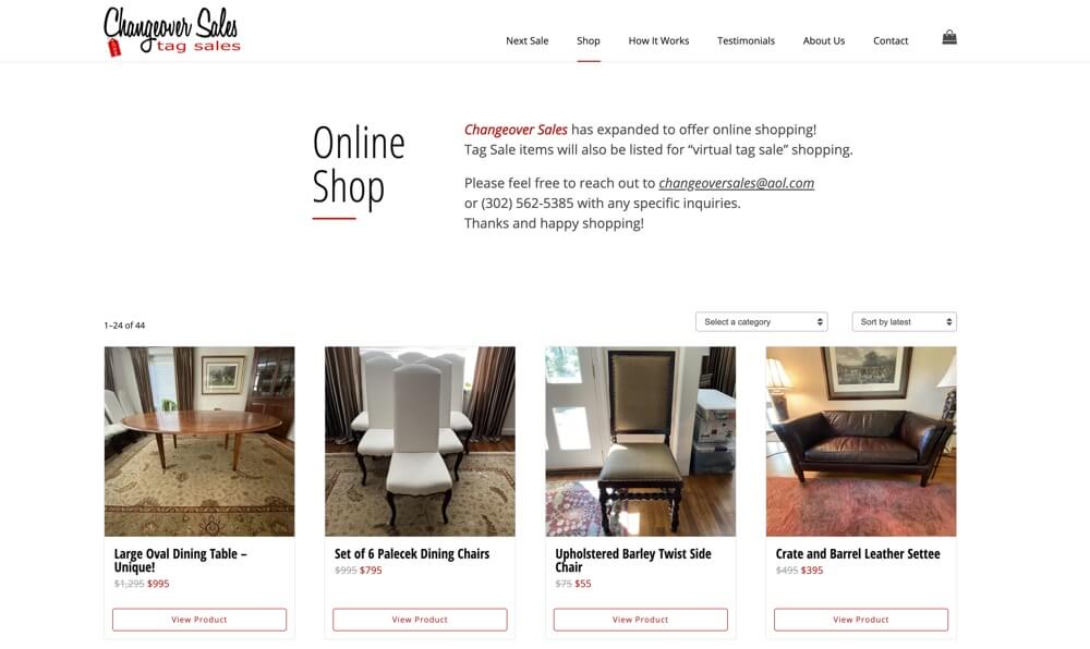 Changeover Sales website